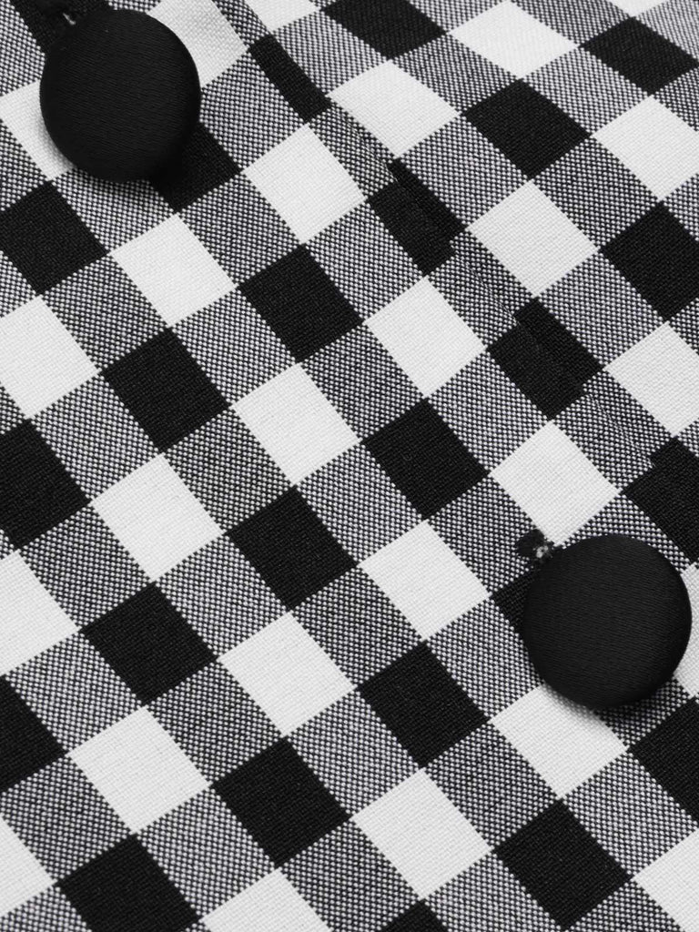 [Pre-Sale] Black 1940s Lapel Gingham Sleeveless Top