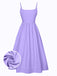 1940s U-Neck Spaghetti Strap Pleated Dress