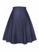 Blue 1940s Solid Button Skirt WIth Belt