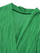 Green 1960s V-Neck Ripple Solid Dress