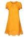 Yellow 1960s Hollow A-Line Solid Dress