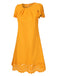 Yellow 1960s Hollow A-Line Solid Dress