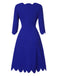 Dark Blue 1960s Solid Petal Collar Dress