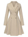 Light Khaki 1950s Solid Lapel Button Coat