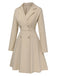 Light Khaki 1950s Solid Lapel Button Coat