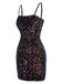 Black 1960s Sequined Straps Pencil Dress