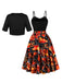 Black 1950s Pumpkin Halloween Swing Dress & Bolero Jacket