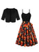 Black 1950s Pumpkin Halloween Swing Dress & Bolero Jacket