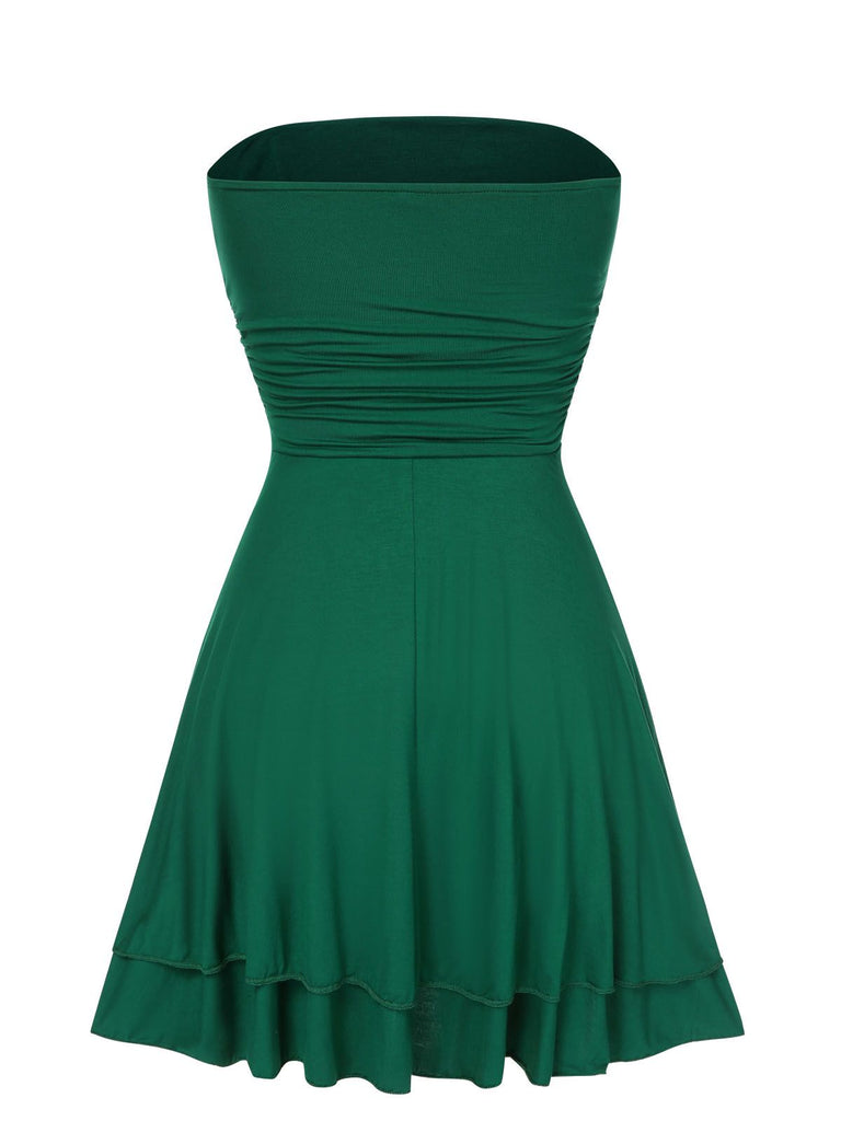 1960s Bandeau Solid Bodycon Dress