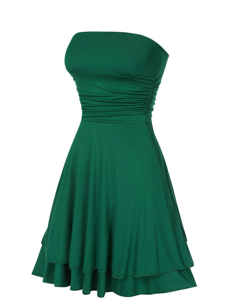 1960s Bandeau Solid Bodycon Dress