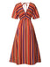 Multicolor 1970s Bayadere Stripes V-Neck Dress