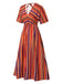 Multicolor 1970s Bayadere Stripes V-Neck Dress