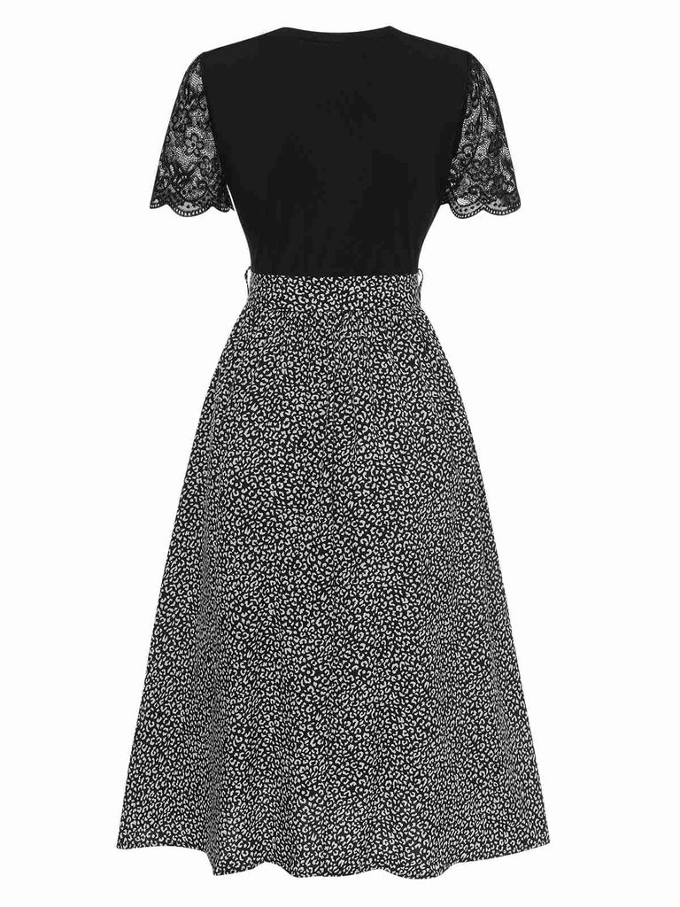 Black 1940s Lace Patchwork Dress