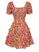 1940s Ditsy Floral Puff Wrinkle Dress