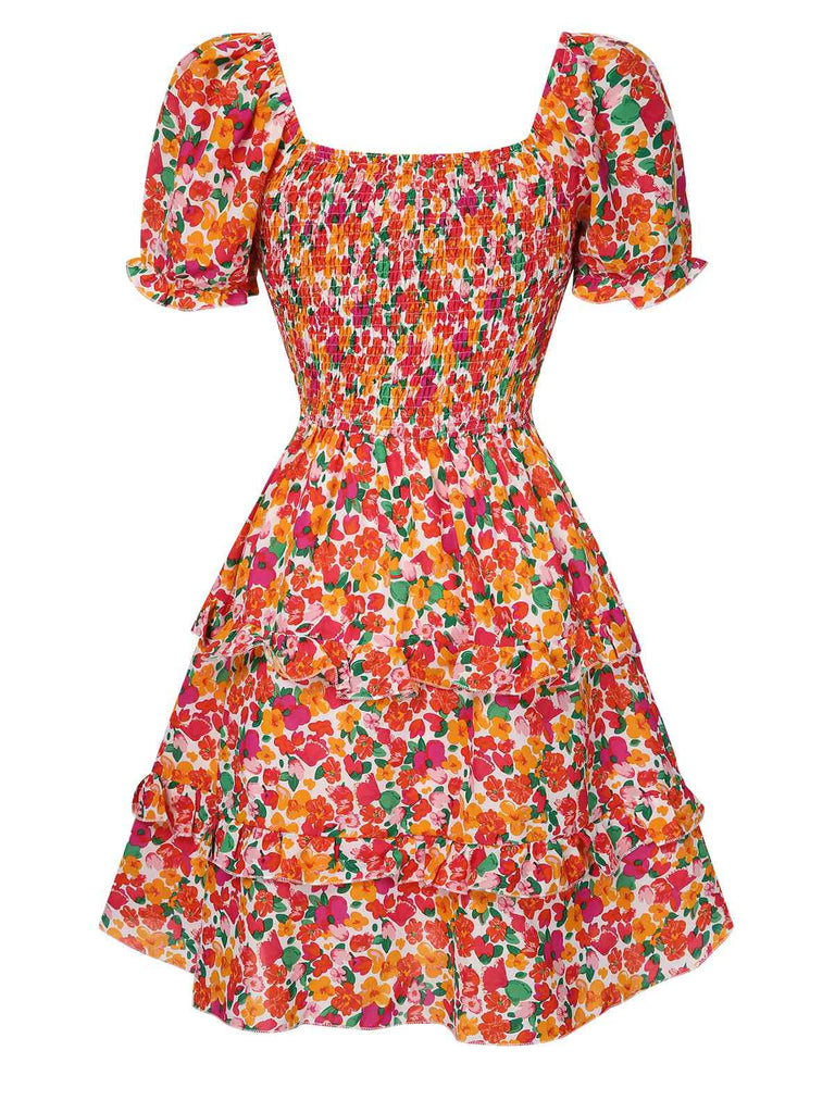 1940s Ditsy Floral Puff Wrinkle Dress