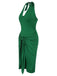 [Pre-Sale] Green 1960s Halter V-Neck Wrap Dress