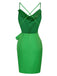 Bright Green 1970s Back Cross Straps Dress