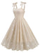 1950s Spaghetti Strap Bow Leaves Mesh Dress