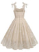 1950s Spaghetti Strap Bow Leaves Mesh Dress