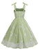 1950s Spaghetti Strap Bow Leaves Mesh Dress