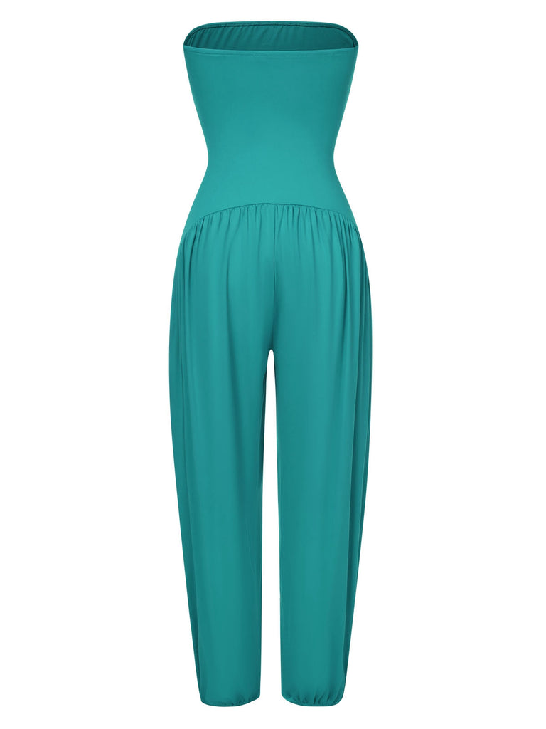 1970s Solid Bandeau Lantern Jumpsuit