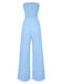 1970s Solid Sleeveless Smocked Bandeau Jumpsuit