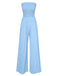 1970s Solid Sleeveless Smocked Bandeau Jumpsuit