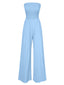 1970s Solid Sleeveless Smocked Bandeau Jumpsuit