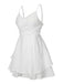 White 1950s Solid Spaghetti Straps Skirt Romper