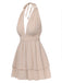 Beige 1950s Halter Deep V-Neck Backless Romper