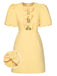 Yellow 1960s Bow Puff Sleeve Solid Dress