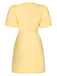 Yellow 1960s Bow Puff Sleeve Solid Dress