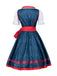 2PCS Blue 1950s Oktoberfest Bavarian Carnival Dress & Red Apron