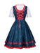 2PCS Blue 1950s Oktoberfest Bavarian Carnival Dress & Red Apron