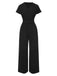 1960s V-Neck Belted Solid Jumpsuit