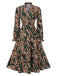 Multicolor 1940s Leopard V-Neck Layered Dress