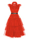 Red 1950s Halloween Lace Belt Dress