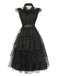 Black 1950s Halloween Lace Belt Dress