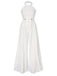 White 1930s Solid Chain Embellished Halter Jumpsuit