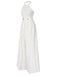 White 1930s Solid Chain Embellished Halter Jumpsuit