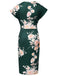 Green 1960s Cap Sleeves Floral Pencil Dress