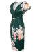 Green 1960s Cap Sleeves Floral Pencil Dress