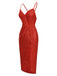 Red 1980s Tulip Hem Strap Sequined Dress