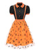 [Pre-Sale] 2PCS 1940s Halloween Peter Pan Collar Blouse & Smiley Face Mesh Skirt