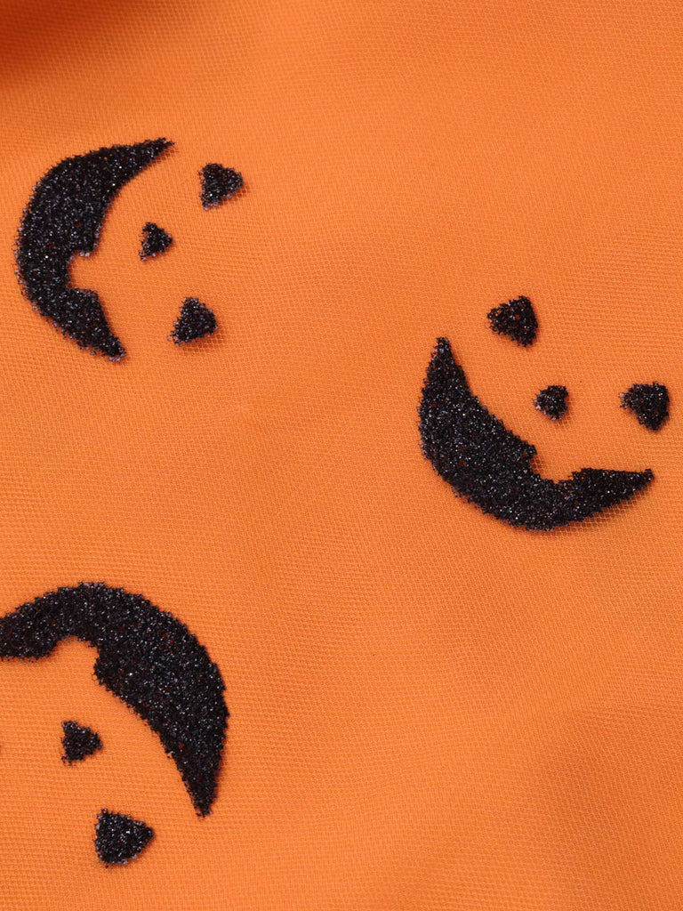 2PCS 1940s Halloween Peter Pan Collar Blouse & Smiley Face Mesh Skirt