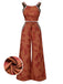 Brown 1930s Botanical Sleeveless Pants Suit