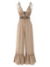 Khaki 1970s Cutout Ruffles Wide Leg Jumpsuit