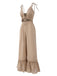 Khaki 1970s Cutout Ruffles Wide Leg Jumpsuit