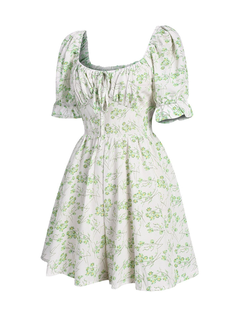 1950s Ditsy Floral Square Collar Romper