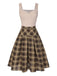 [Pre-Sale] 2PCS 1950s Beige Knitted Top & Plaid Pleated Skirt